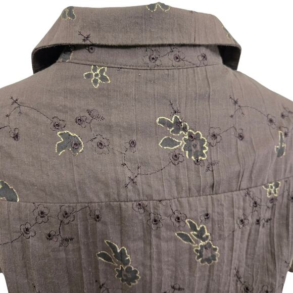 K Studio Co Vintage 90s Cottage Western Prairie Brown Embroidered Midi Dress L - Picture 6 of 12